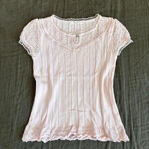 pink lace ribbed top